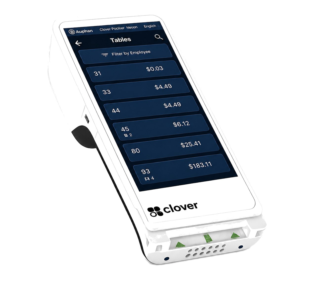 Clover Flex running Auphan in Pay at Table Mode